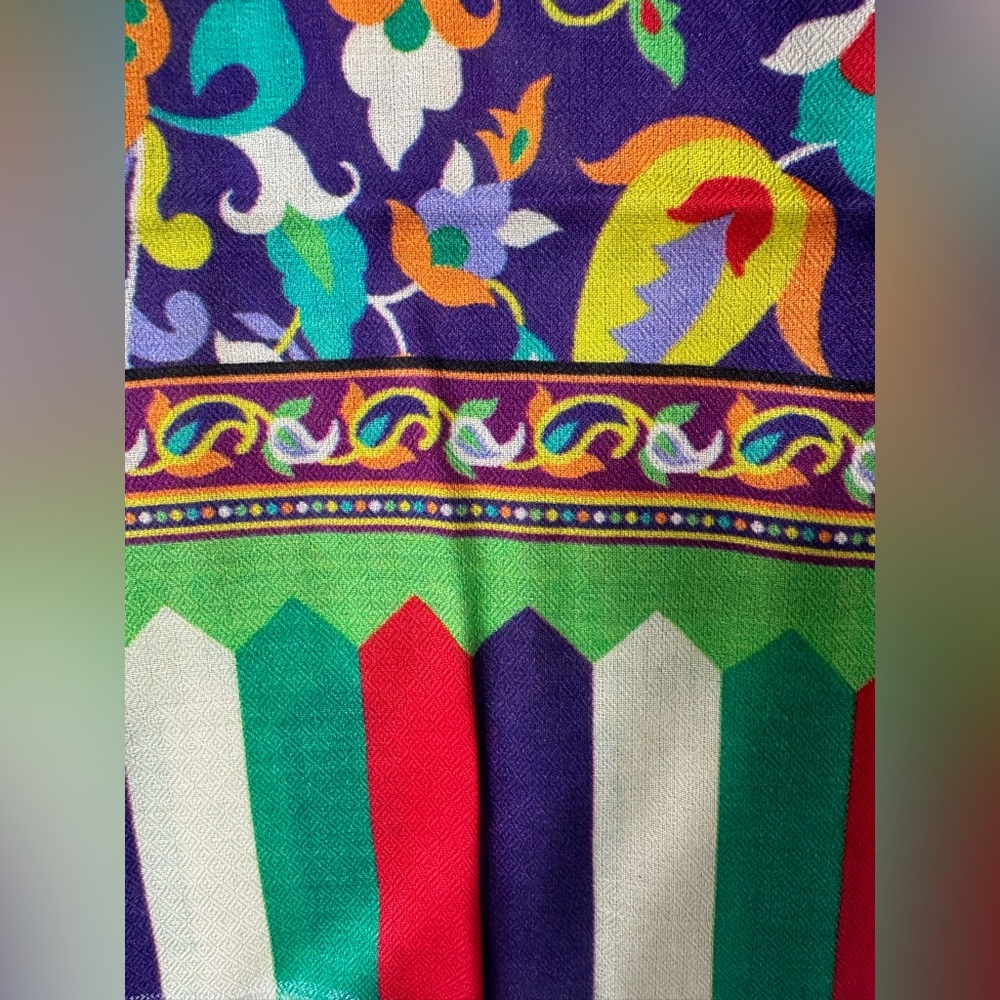 Indian pashmina purple black 28x80 silk cotton blend - Picture 3 of 4